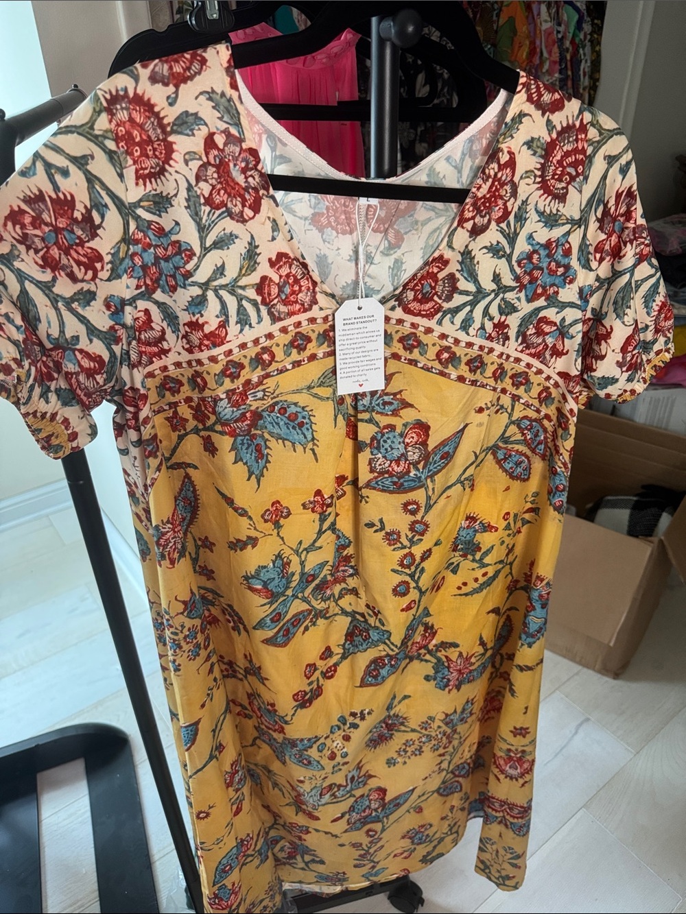 Made with ❤️ NWT Floral V-Neck Midi Dress in Mustard Yellow